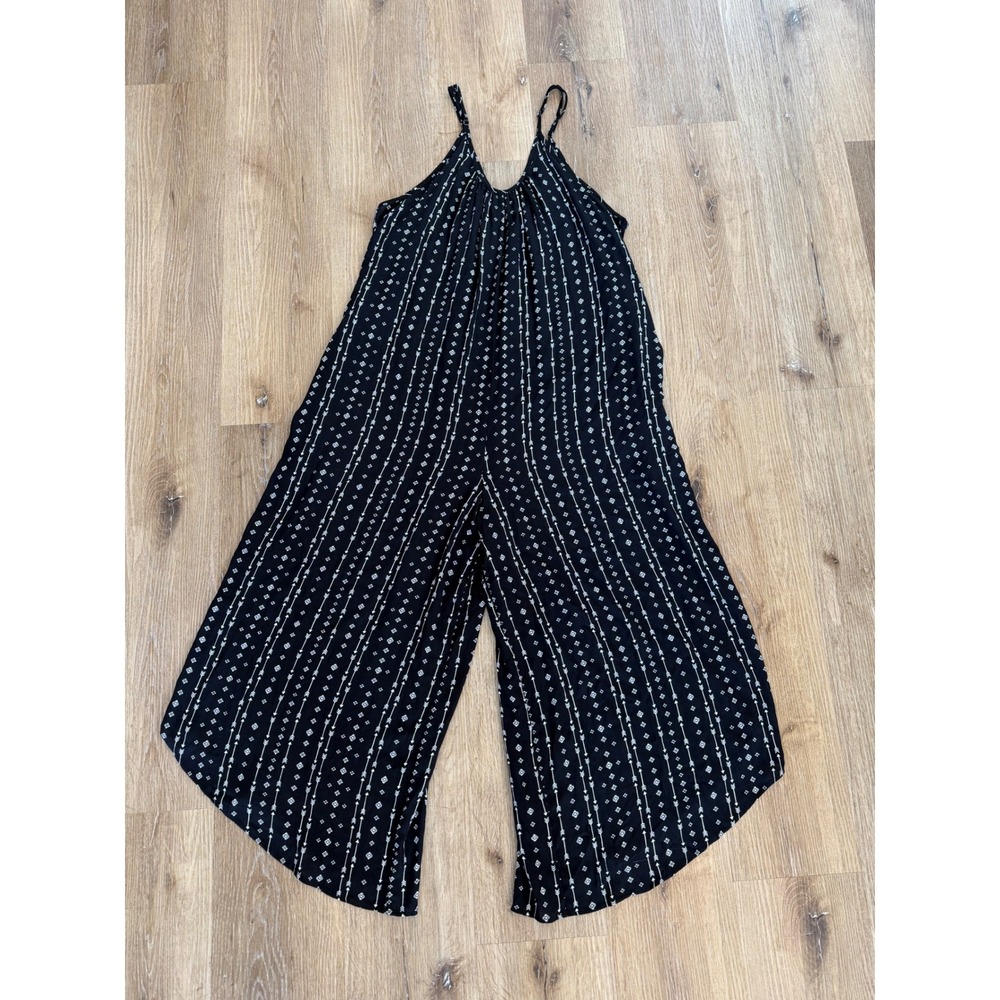 Hem & Thread Wide Leg Jumpsuit Womens‎ M Black Arrow Print Boho Aztec Tribal